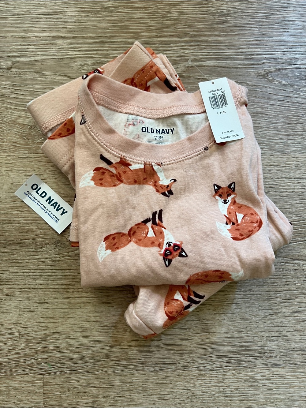 Old Navy Pink Fox Pajama Set Graphic Snug-Fit for Kids Size 10 / L